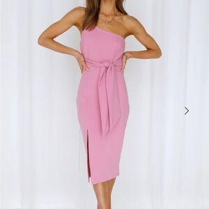 Hello Molly pink wedding guest dress